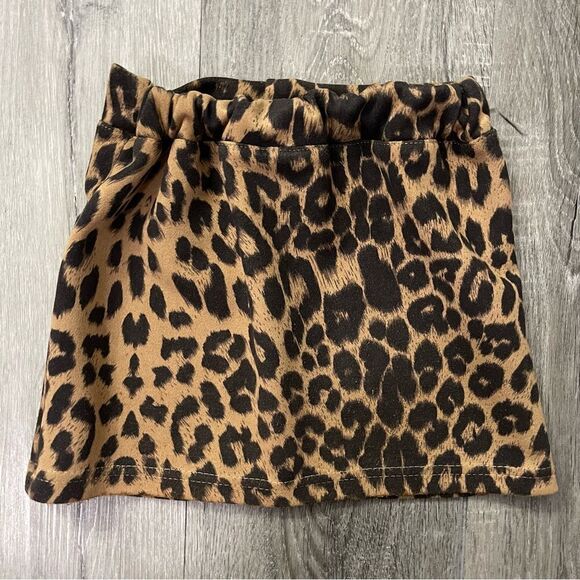 Girl’s Leopard Print Faux Suede Button Front Mini Skirt Small - Picture 5 of 11